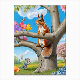 Squirrel In The Tree 2 Canvas Print