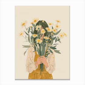 Spring Girl With Yellow Flowers 4 Canvas Print