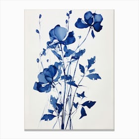 Blue Botanical Sweet Pea 1 Canvas Print