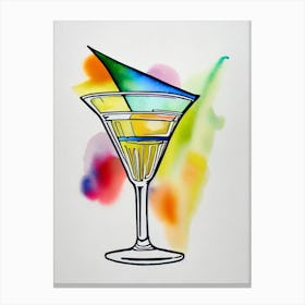 MCocktail Poster artini 2 Minimal Line Drawing With Watercolour Cocktail Poster Canvas Print