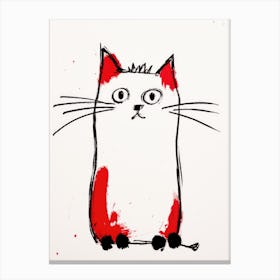 Cat In Red Canvas Print