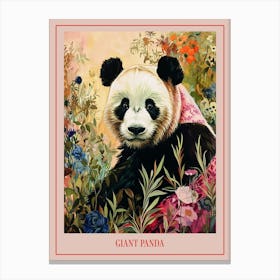 Floral Animal Painting Giant Panda 3 Poster Canvas Print