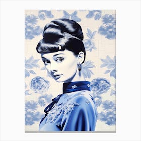 Audrey Hepburn Delft Tile Illustration 3 Canvas Print