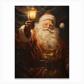 Santa Claus Holding Lantern Canvas Print