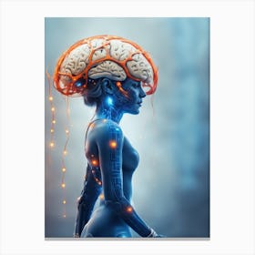 Woman With A Brain Canvas Print