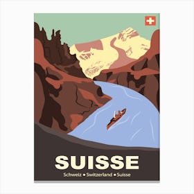 Switzerland, River and Mountains Canvas Print