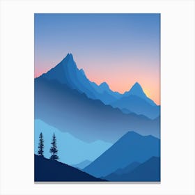 Misty Mountains Vertical Composition In Blue Tone 61 Canvas Print