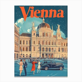 Aihrgdesign A Retro Travel Poster For Vienna 6 Canvas Print