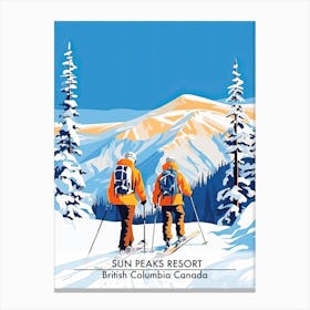 Sun Peaks Resort   British Columbia Canada, Ski Resort Poster Illustration 0 Canvas Print