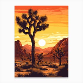  Retro Illustration Of A Joshua Tree At Sunrise 1 Canvas Print
