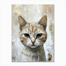 White Cat Paint Splat Portrait Canvas Print