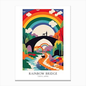 Rainbow Bridge, Tokyo, Japan, Colourful Travel Poster Canvas Print