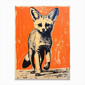 Fennec Fox, Woodblock Animal Drawing 1 Canvas Print