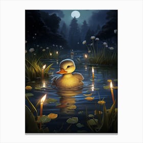 Animated Duckling At Night 6 Canvas Print