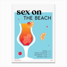 Sex on the Beach in Blue Cocktail Recipe Canvas Print