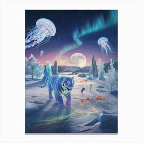 Jellyfish of the Frozen Sky A Dreamlike South Pole Setting Canvas Print