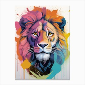 Colourful Lion Portrait 1 Canvas Print