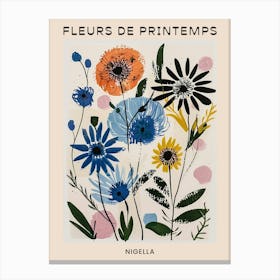 Spring Floral French Poster  Nigella 4 Canvas Print