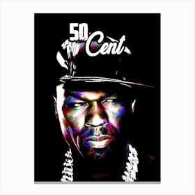 50 Cent American Rapper in Colorful Canvas Print