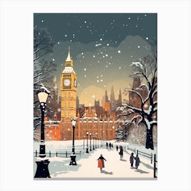Winter Travel Night Illustration London United Kingdom 2 Canvas Print