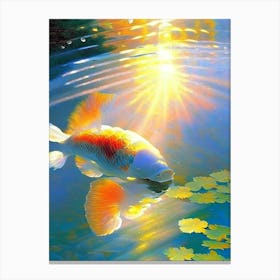 Tancho Showa 1, Koi Fish Monet Style Classic Painting Canvas Print