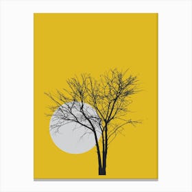 Abstract Shapes and Tree Print Yellow Canvas Print
