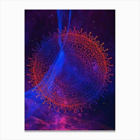 Cosmic mandala #6 - space neon poster Canvas Print