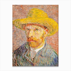 Self Portrait With A Straw Hat (1887), Vincent Van Gogh Canvas Print