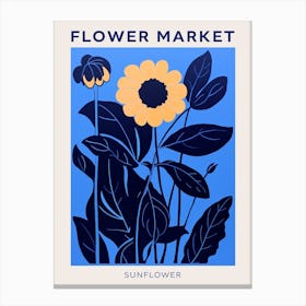 Blue Flower Market Poster Sunflower Market Poster 1 Canvas Print