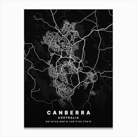 Canberra Australia Black Map Canvas Print