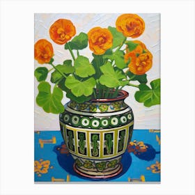 Flowers In A Vase Still Life Painting Portulaca 2 Canvas Print