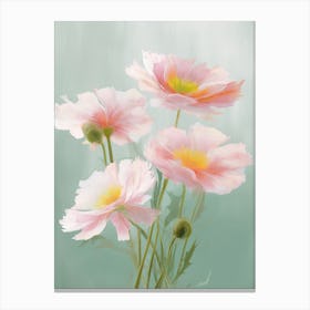 Daisies Flowers Acrylic Painting In Pastel Colours 2 Canvas Print