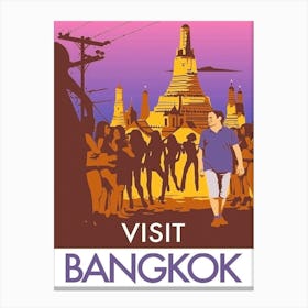 Bangkok For Tourists, Travel Poster Canvas Print