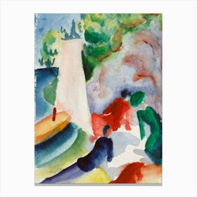 August Macke S Picnic On The Beach (Picnic After Sailing) (1913) Famous Painting, Original From Wikimedia Canvas Print