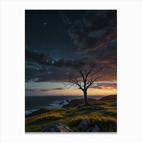 Lone Tree At Sunset 2 Canvas Print