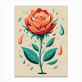 Rose With Rain Drops Canvas Print