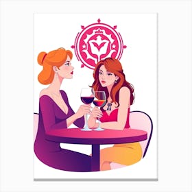 Women Drinking Wine Canvas Print