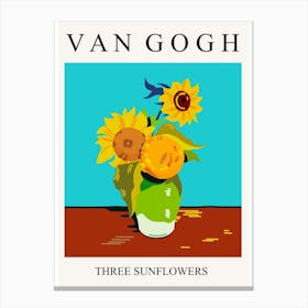 Three Sunflowers Van Gogh Canvas Print