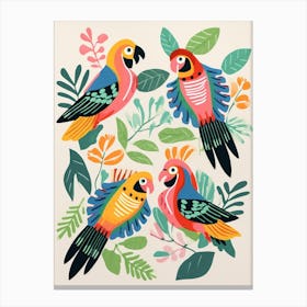Folk Style Bird Painting Macaw 4 Canvas Print