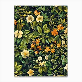 William Morris Inspired Flower Pattern 7 Canvas Print