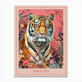 Floral Animal Painting Siberian Tiger 2 Poster Canvas Print