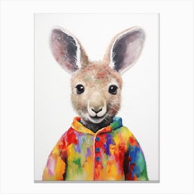 Baby Animal Wearing Sweater Kangaroo 2 Canvas Print