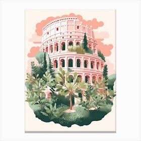 Colosseum   Rome, Italy   Cute Botanical Illustration Travel 0 Canvas Print