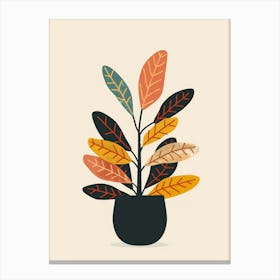 Croton Plant Minimalist Illustration 4 Canvas Print