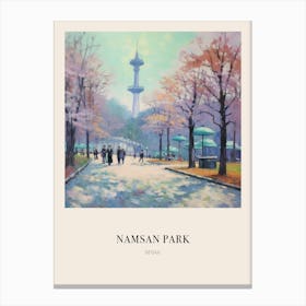 Namsan Park Seoul South Korea Vintage Cezanne Inspired Poster Canvas Print