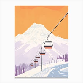 Cortina D Ampezzo   Italy, Ski Resort Pastel Colours Illustration 2 Canvas Print