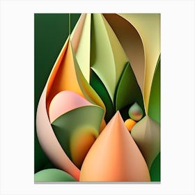 Floralbudsgreenpeach Canvas Print