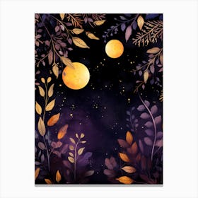 Moon And Leaves Background 1 Canvas Print