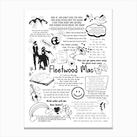 Fleetwood Mac Doodle Lyrics Canvas Print