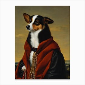 Pembroke Welsh Corgi Renaissance Portrait Oil Painting Canvas Print